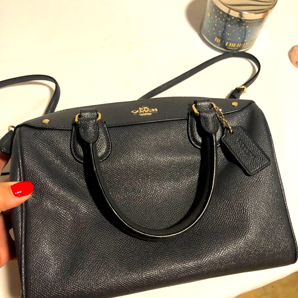 Coach Navy Blue Leather Mini Bennett Satchel